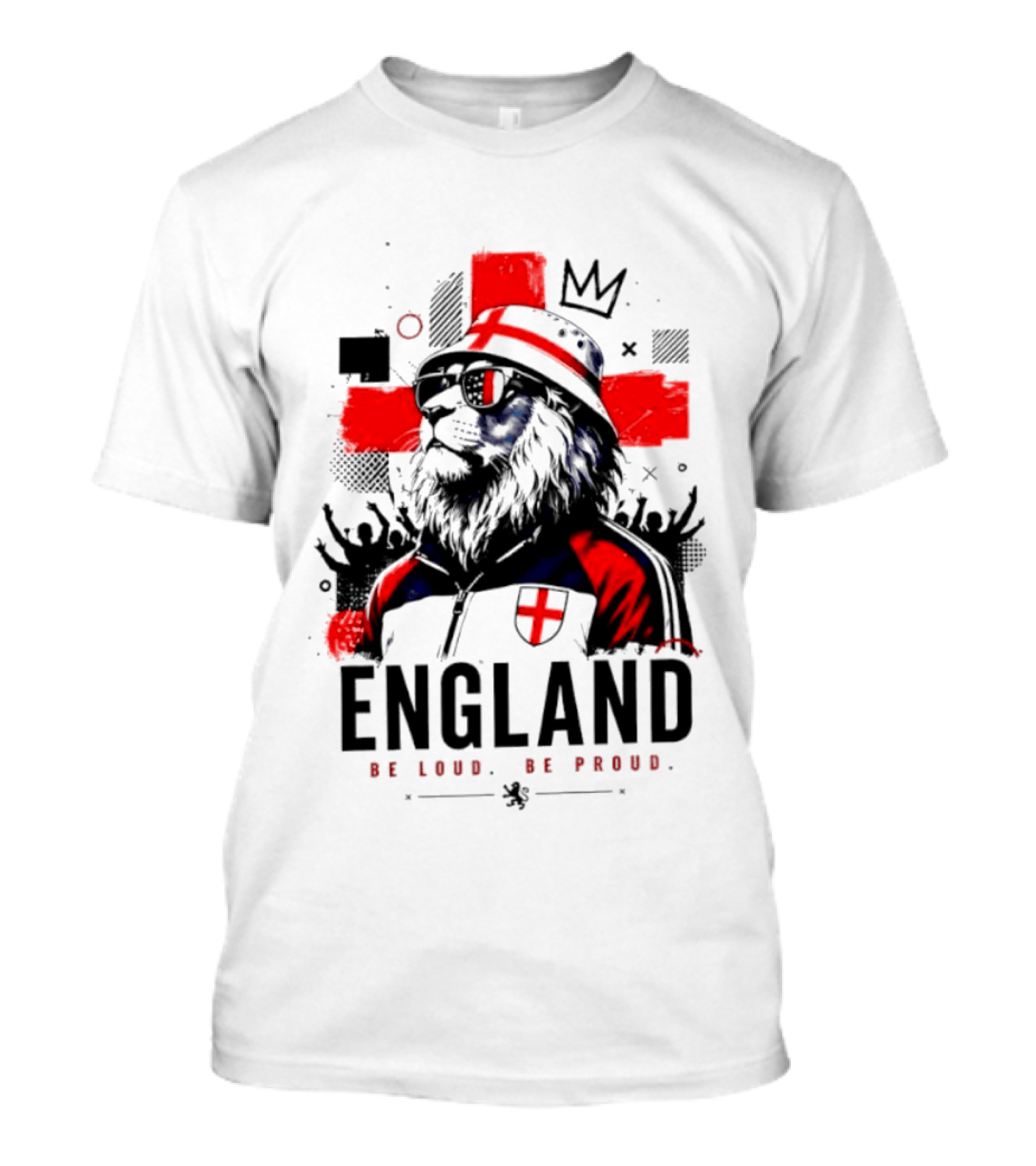 England Be Loud Be Proud Lion With Crown Flag T-Shirt
