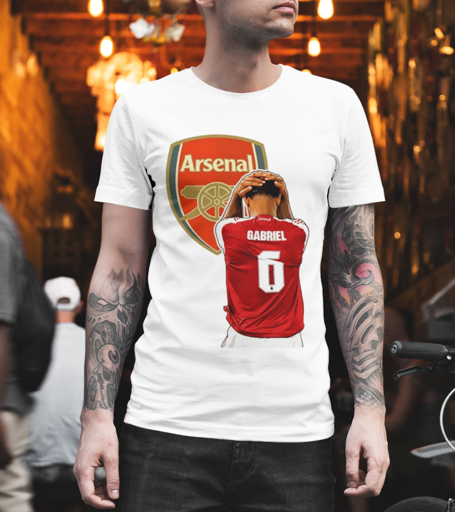Gabriel Magalhaes Arsenal Jersey Number 6 Premier League T-Shirt