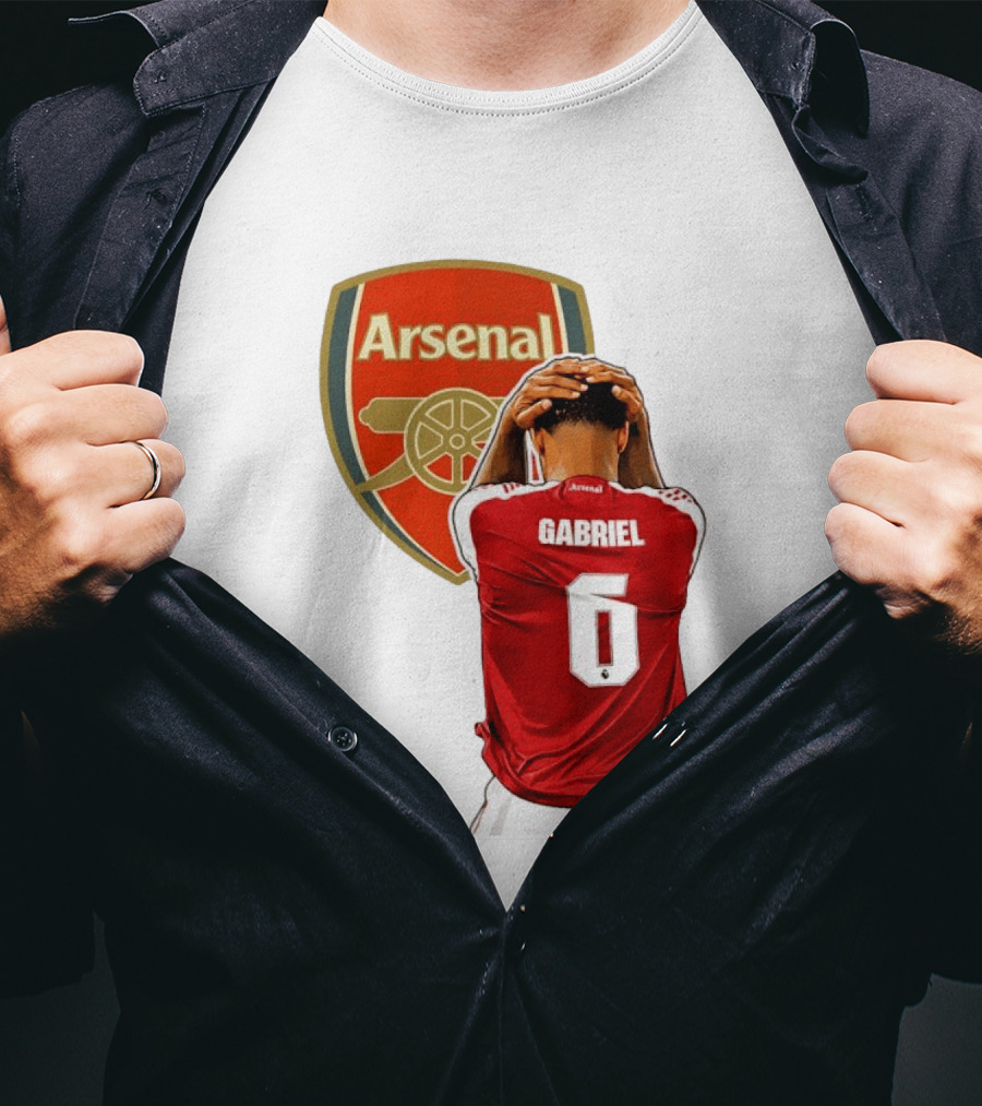 Gabriel Magalhaes Arsenal Jersey Number 6 Premier League T-Shirt