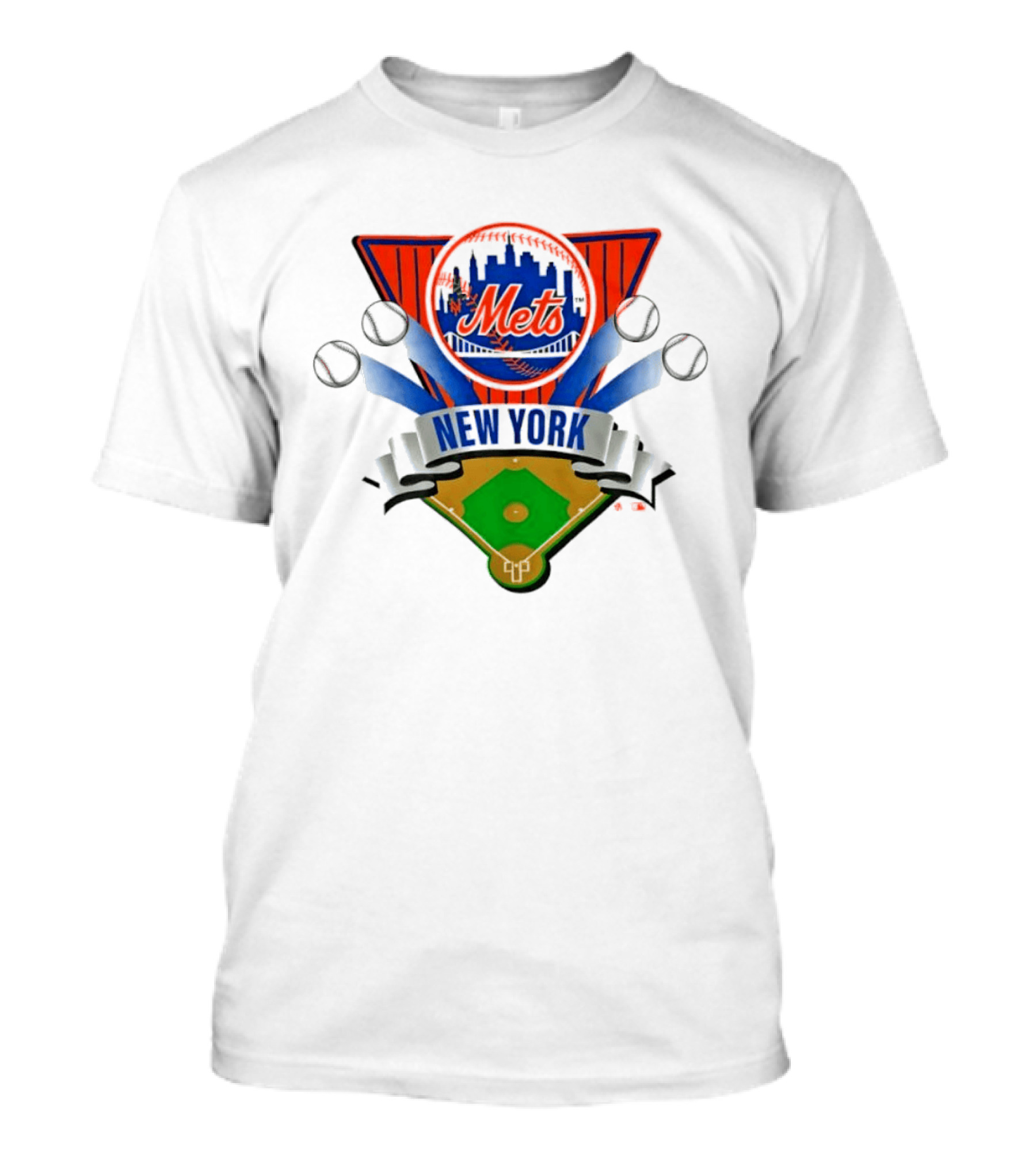 New York Mets Baseball Diamond Skyline And Bats T-Shirt