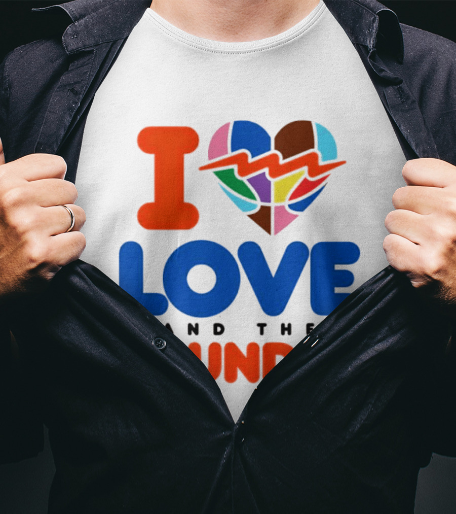 I Love Thunder Heart Color Block T-Shirt