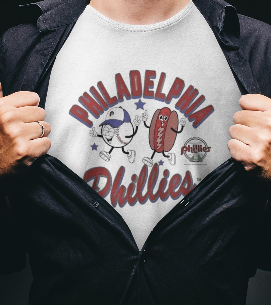 Philadelphia Phillies Baseball Hot Dog Snack Mitchell & Ness Preschool T-Shirt