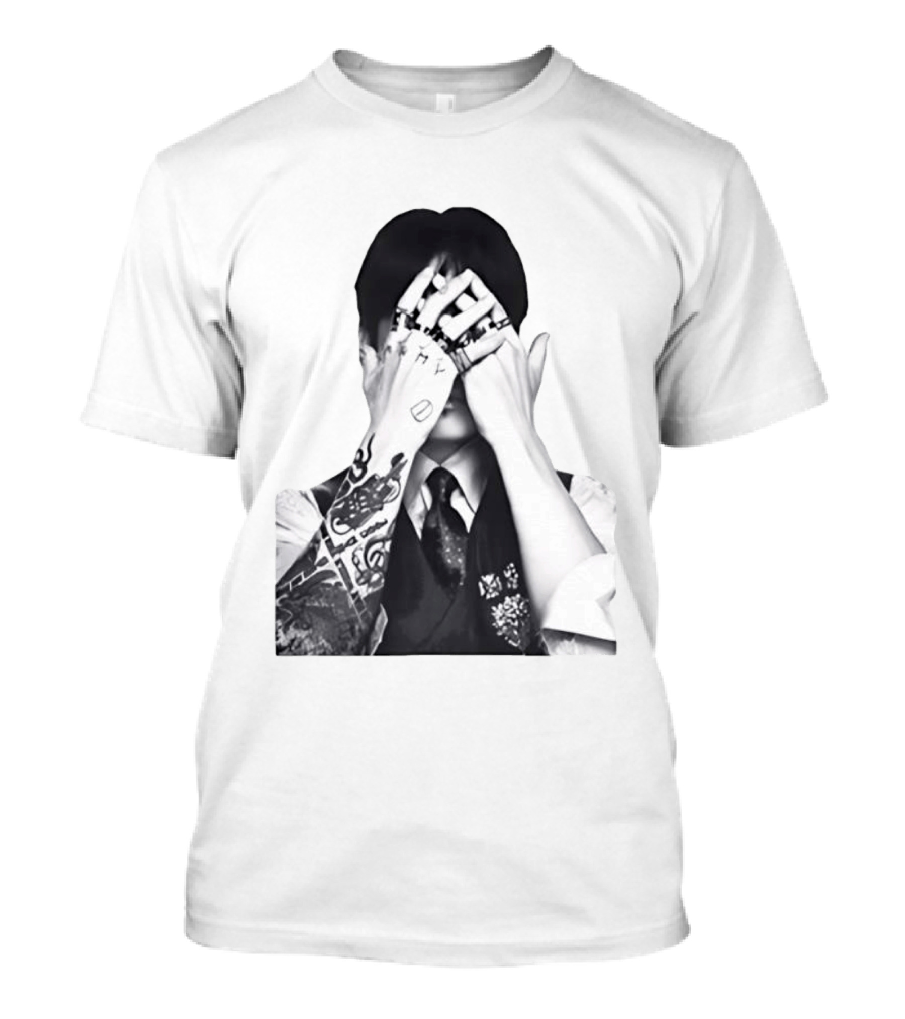 Jungkook BTS Tattoo Hands Rings Black And White Aesthetic T-Shirt