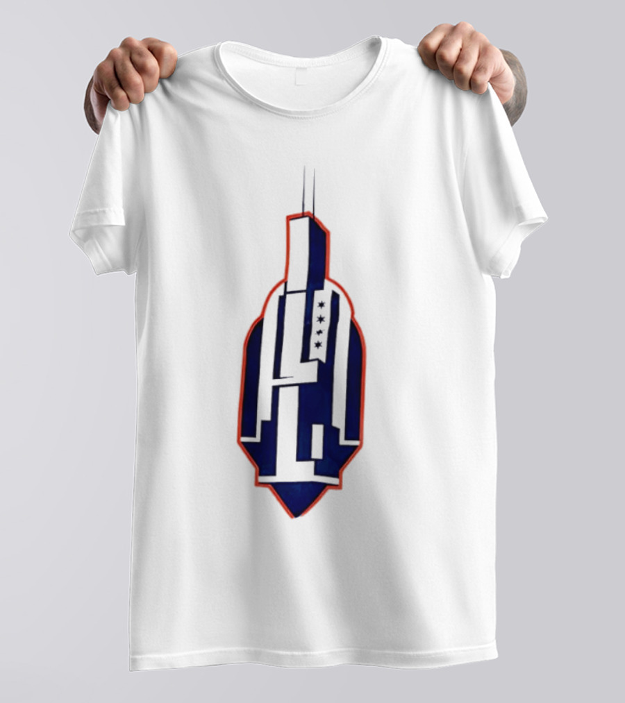 Chicago Skyline Willis Tower Symbol With Flag Stars T-Shirt