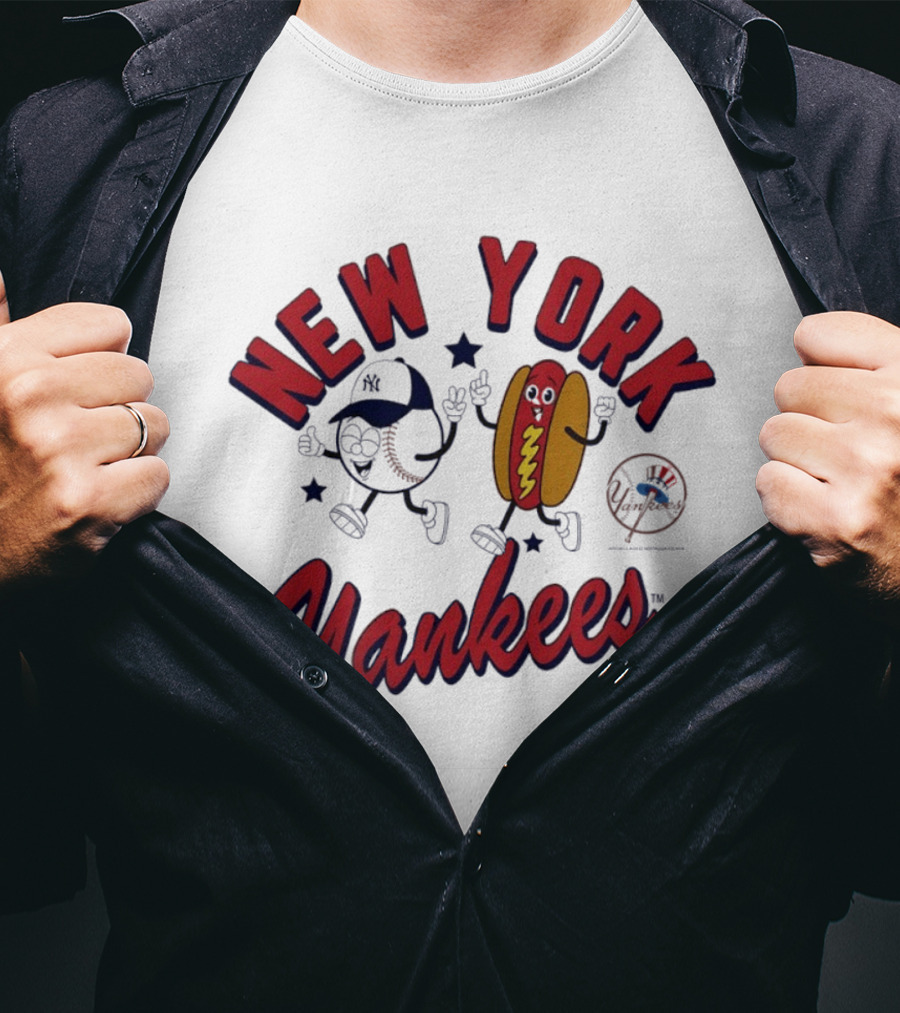 New York Yankees Baseball Hot Dog Snack Mascots Fun T-Shirt