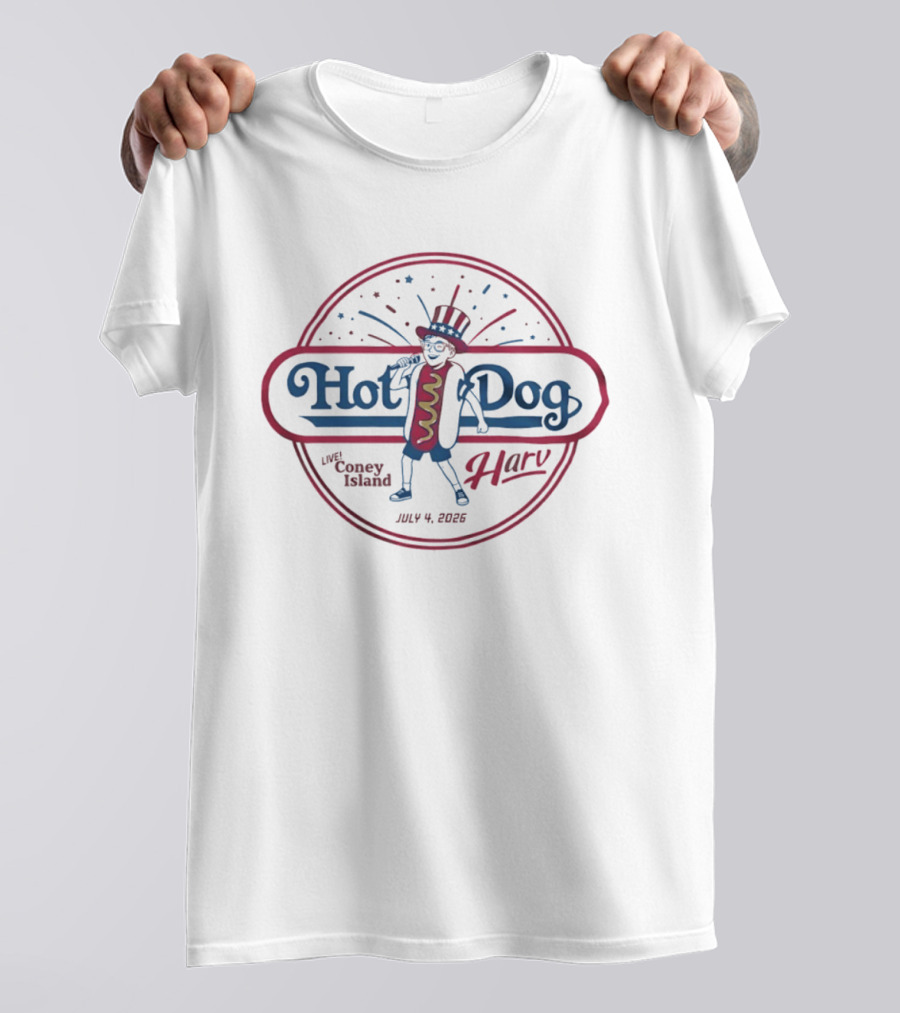 Hot Dog Harv Coney Island July 4 2026 Celebration T-Shirt