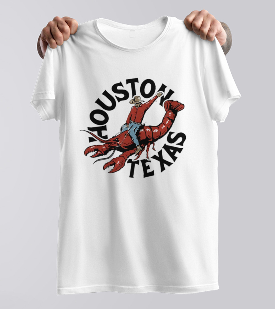Houston Texas Crawfish Cowboy Riding Effigy T-Shirt