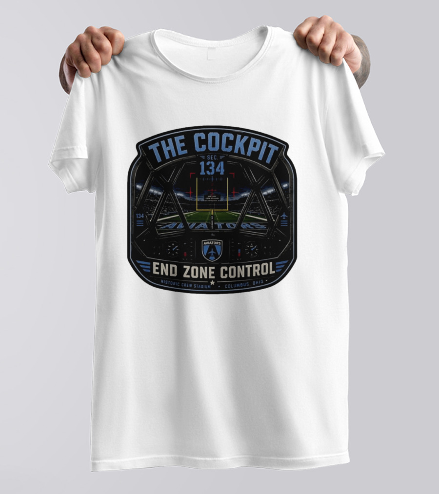 The Cockpit Sec 134 Aviators End Zone Control Historic Crew Stadium Columbus Ohio T-Shirt
