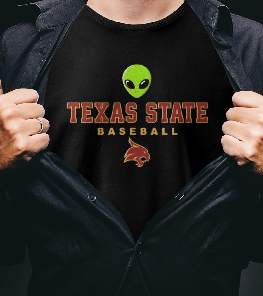 Texas State Baseball Alien Bobcat T-Shirt