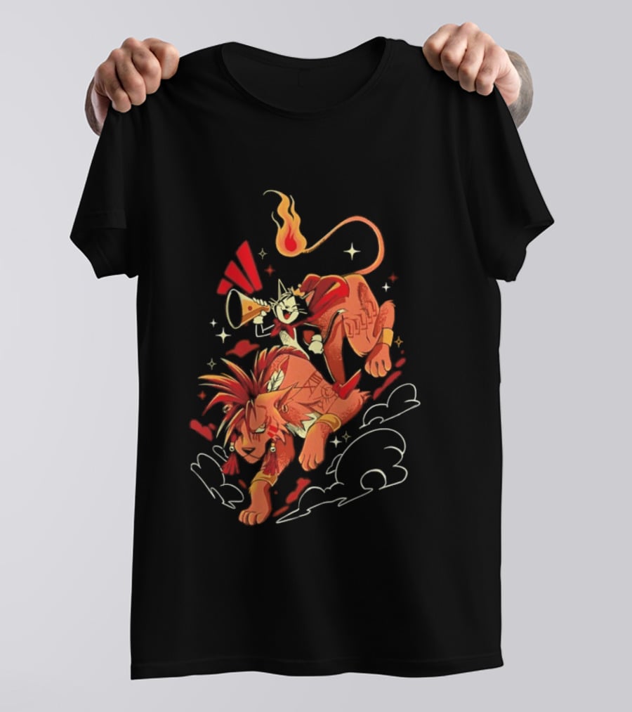 Cait Sith Red XIII Fantasy Adventure Duo Red Rider T-Shirt