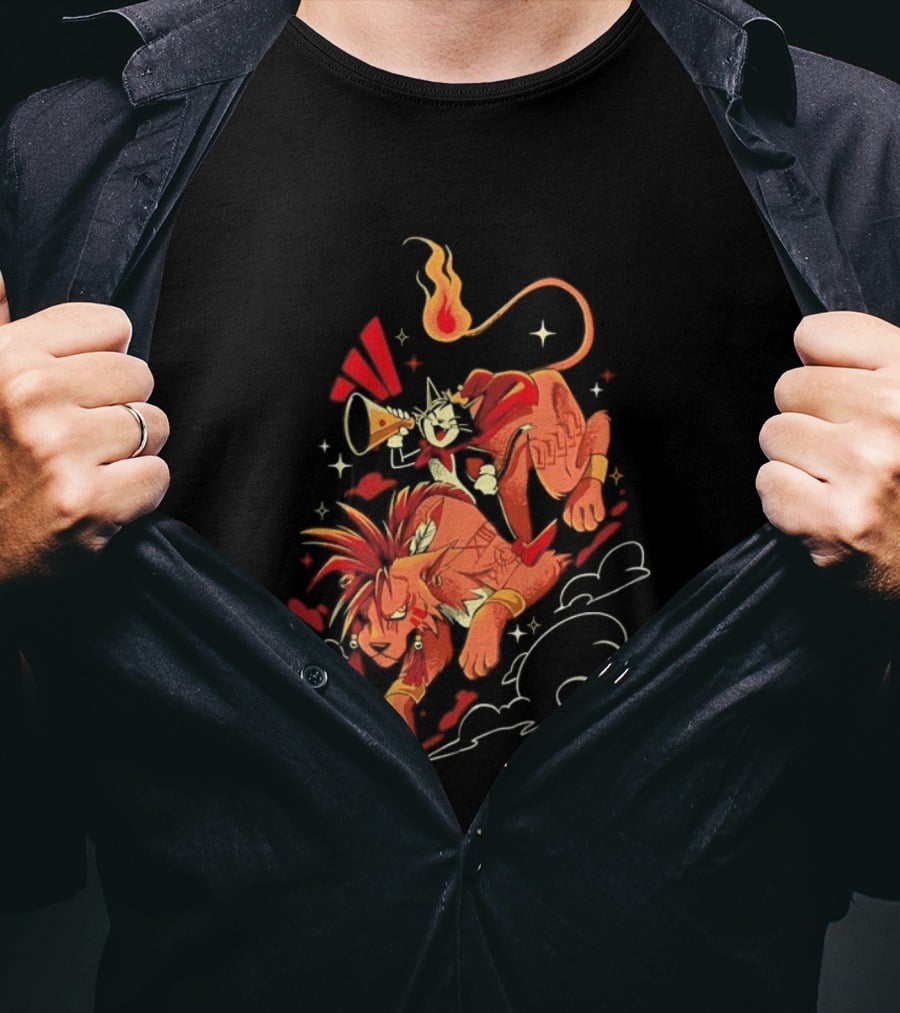 Cait Sith Red XIII Fantasy Adventure Duo Red Rider T-Shirt