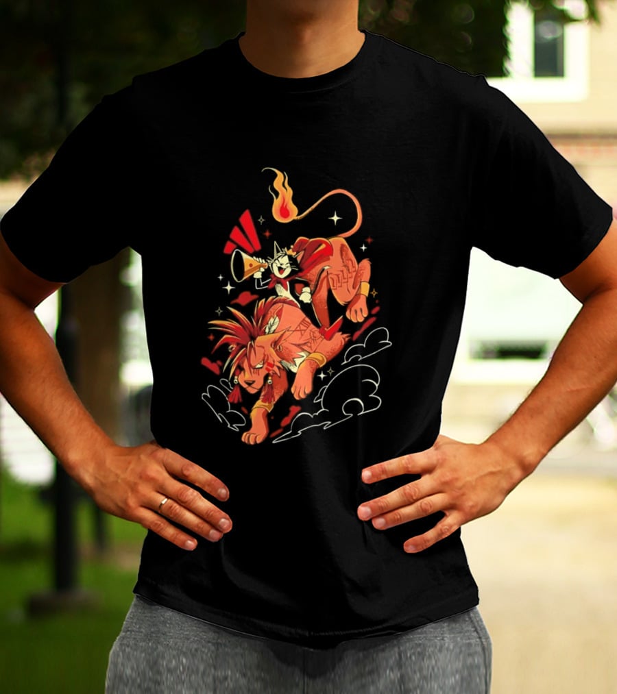 Cait Sith Red XIII Fantasy Adventure Duo Red Rider T-Shirt