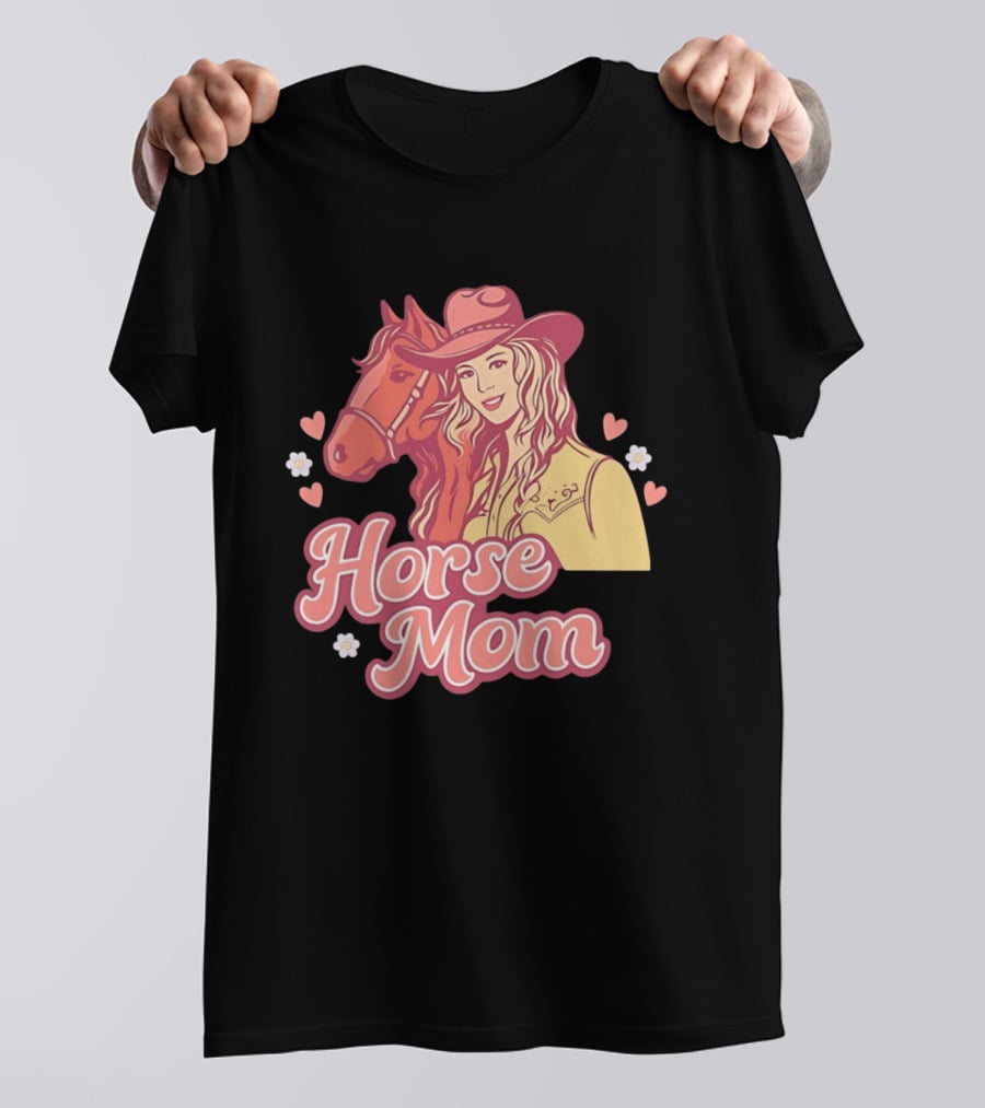 Cowgirl Horse Mom With Mustang And Hearts T-Shirt