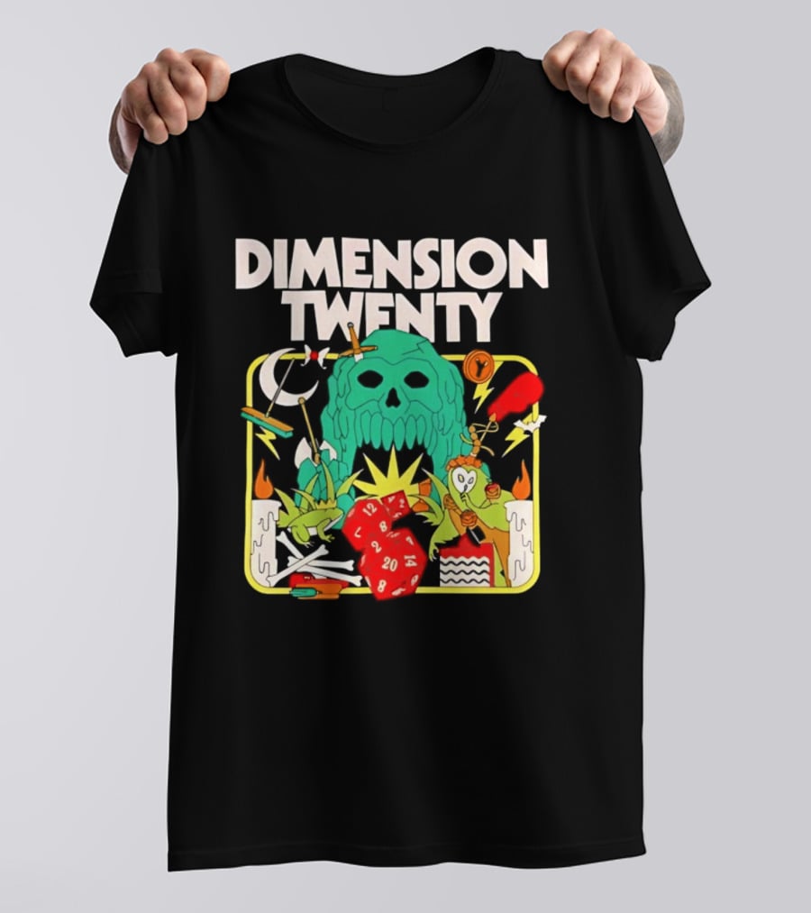 Dimension Twenty RPG Dice Skull Adventure T-Shirt