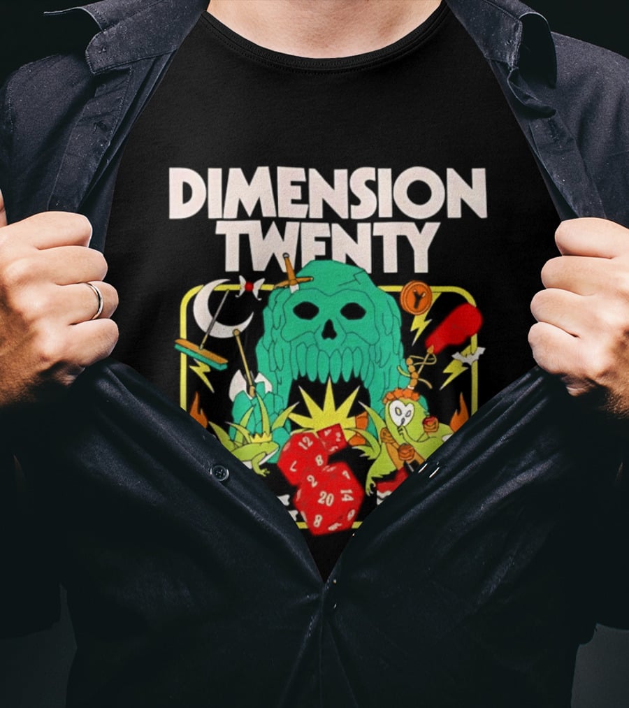 Dimension Twenty RPG Dice Skull Adventure T-Shirt