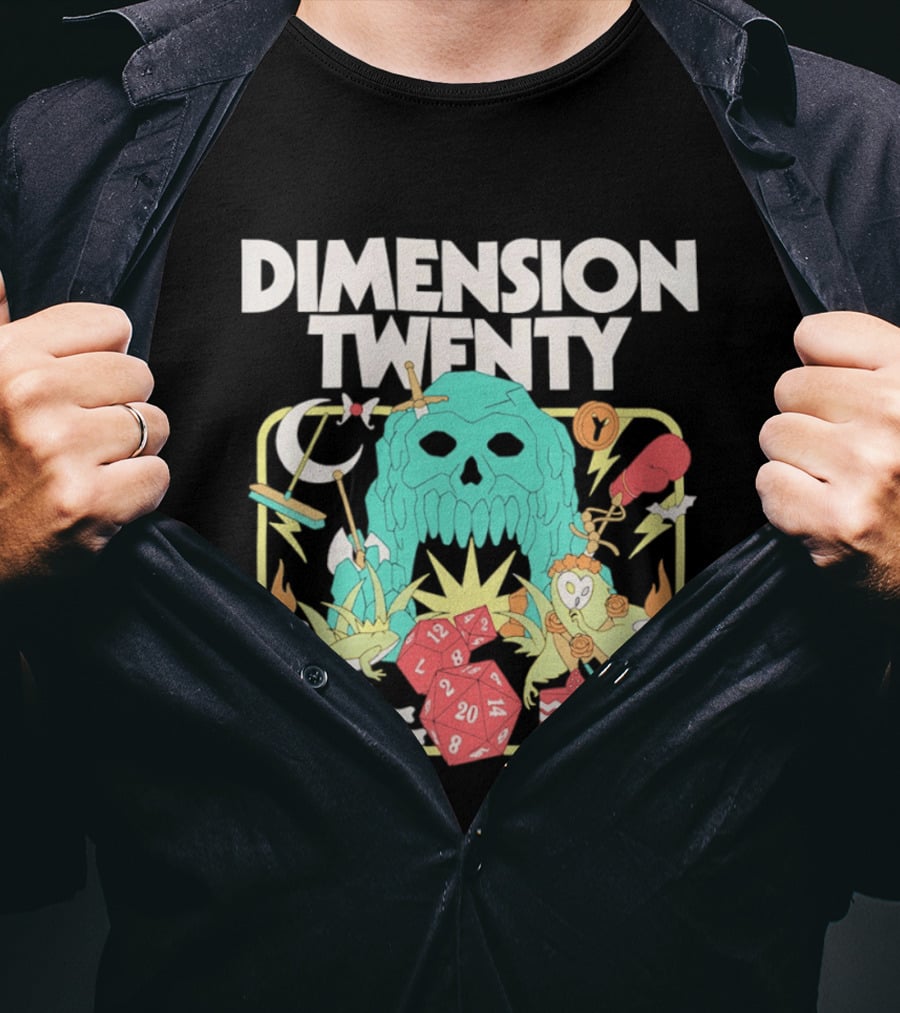 Dimension Twenty Skull Dice Fantasy Adventure T-Shirt