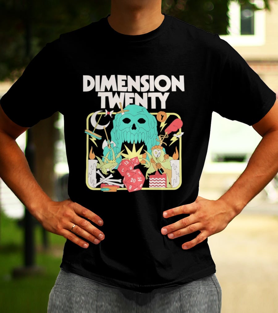 Dimension Twenty Skull Dice Fantasy Adventure T-Shirt