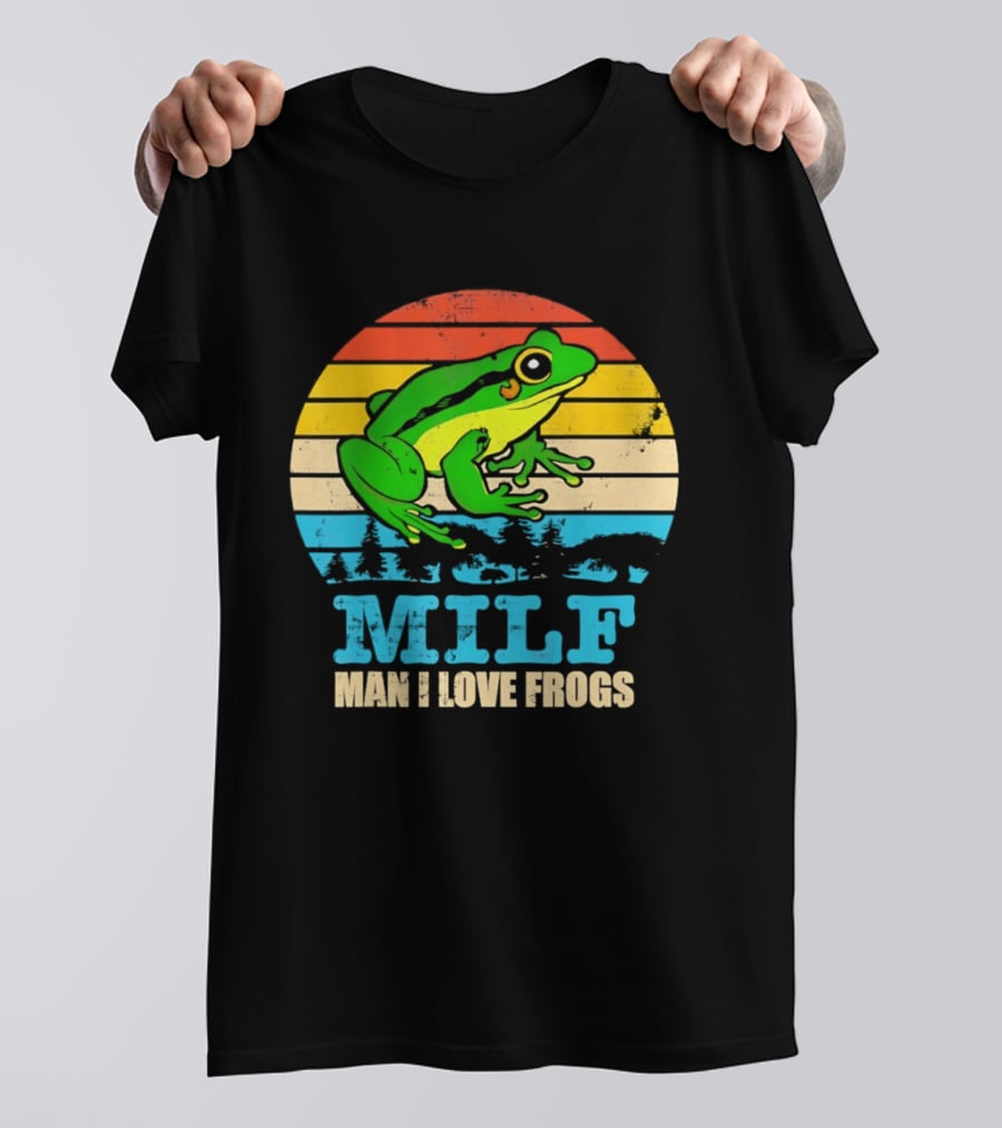 Frog MILF Man I Love Frogs Retro Sunset T-Shirt