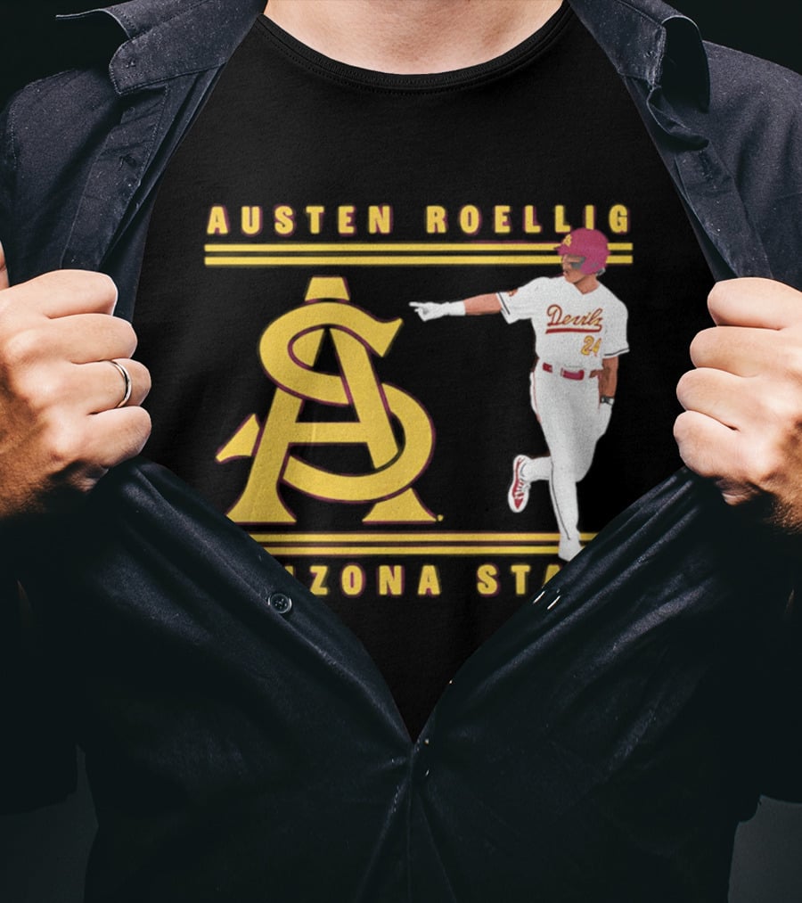 Austen Roellig Arizona State Devils Baseball NCAA Illustrated ASU T-Shirt