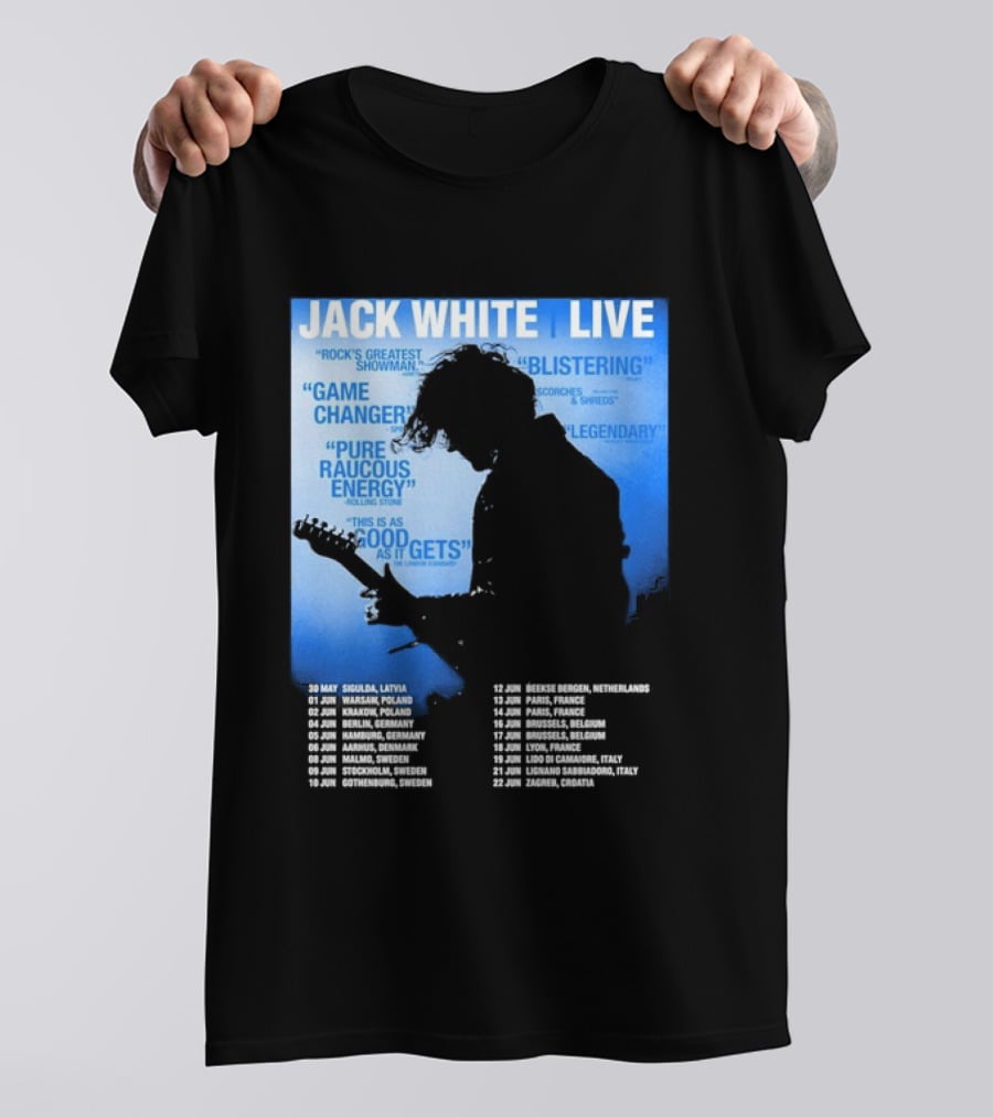 Jack White Live Europe 2026 Tour Dates Schedule Legendary Rock Concert Experience T-Shirt