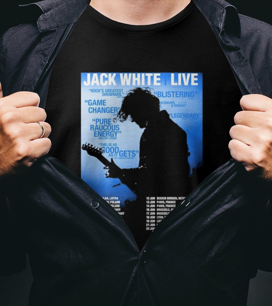 Jack White Live Europe 2026 Tour Dates Schedule Legendary Rock Concert Experience T-Shirt