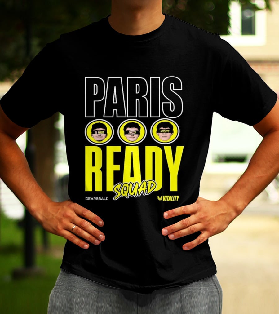 Paris Ready Squad Dearbball Vitality Text Faces T-Shirt