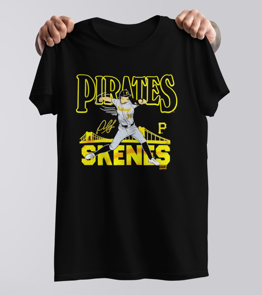 Pittsburgh Pirates Paul Skenes Signature Bridge T-Shirt