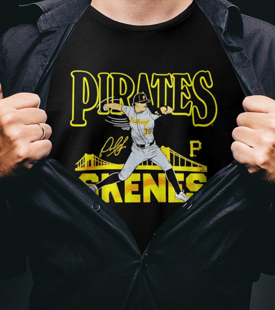 Pittsburgh Pirates Paul Skenes Signature Bridge T-Shirt