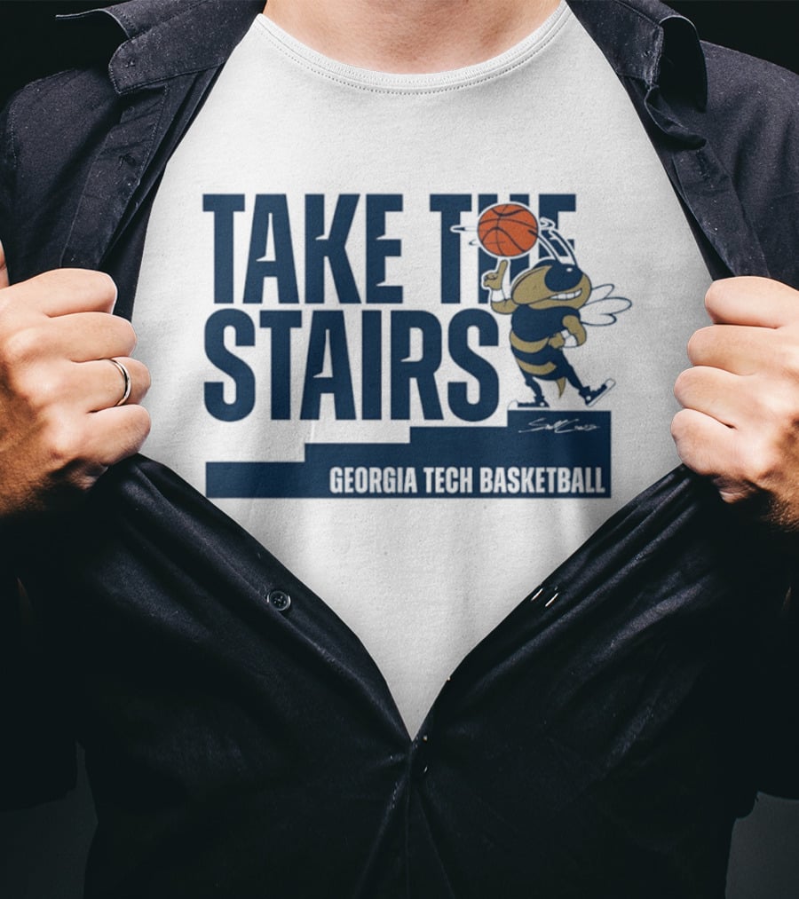 Georgia Tech Basketball Take The Stairs Buzz Basketball T-Shirt
