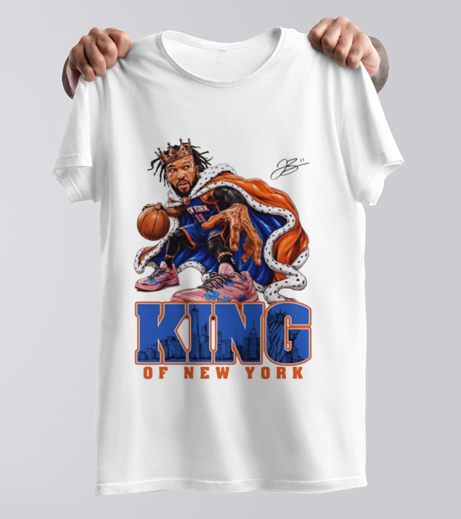 Jalen Brunson King Of New York Knicks Crown Cape T-Shirt