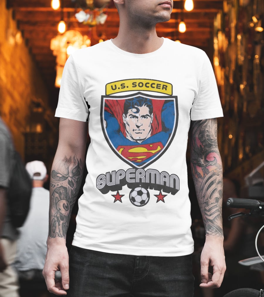 Superman U.S. Soccer Shield Soccer Ball Iconic Crest T-Shirt