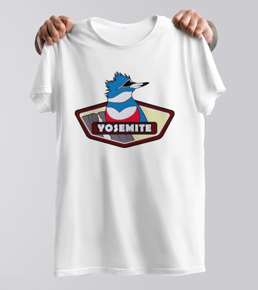 Yosemite Blue Jay With Waterfall Nature Adventure T-Shirt