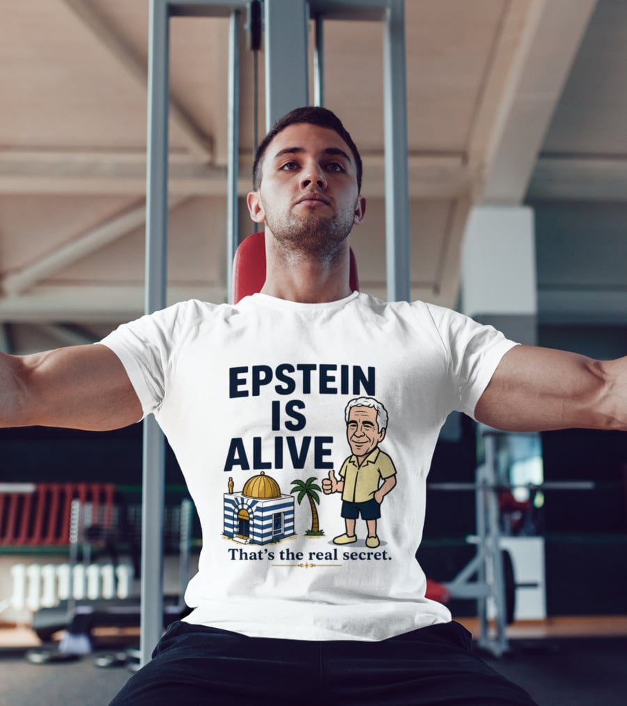 Epstein Is Alive That's The Real Secret Cartoon Character And Island Building T-Shirt