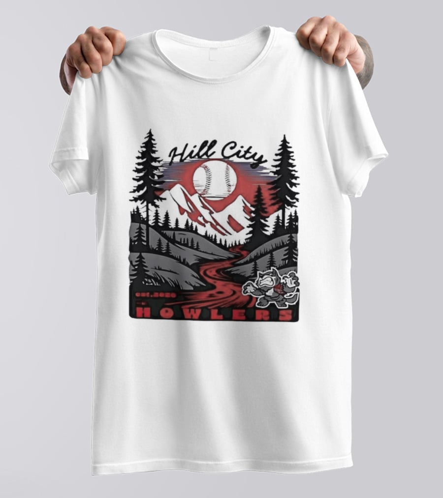 Hill City Howlers Est 2020 Mountain Pine Tree Forest Nature Sports T-Shirt