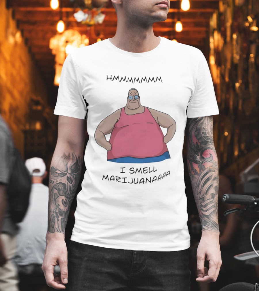 HMMMMMMM I Smell Marijuana Meme Character In Pink T-Shirt