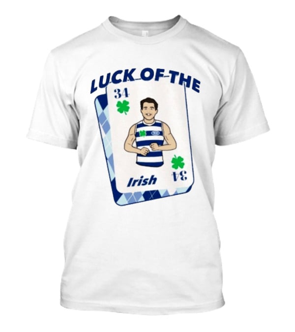 Luck Of The Irish 34 Playing Card Featuring Athletic Character And Shamrocks T-Shirt
