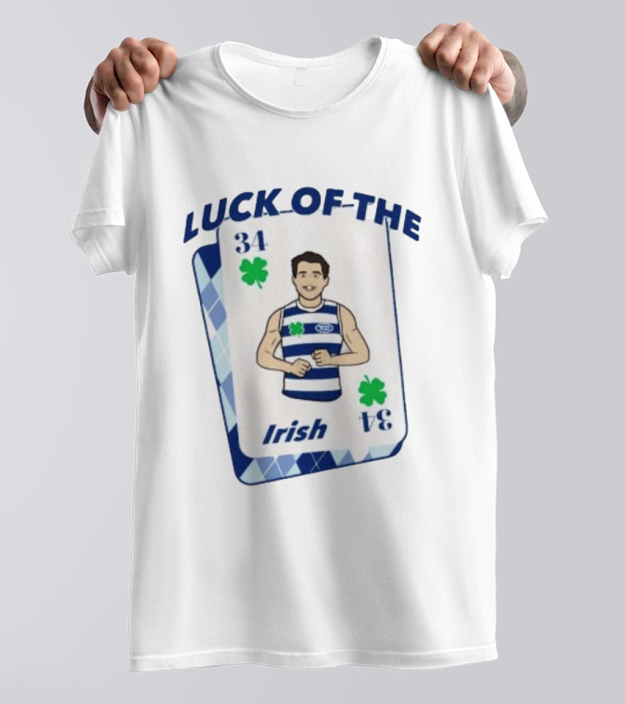 Luck Of The Irish 34 Playing Card Featuring Athletic Character And Shamrocks T-Shirt