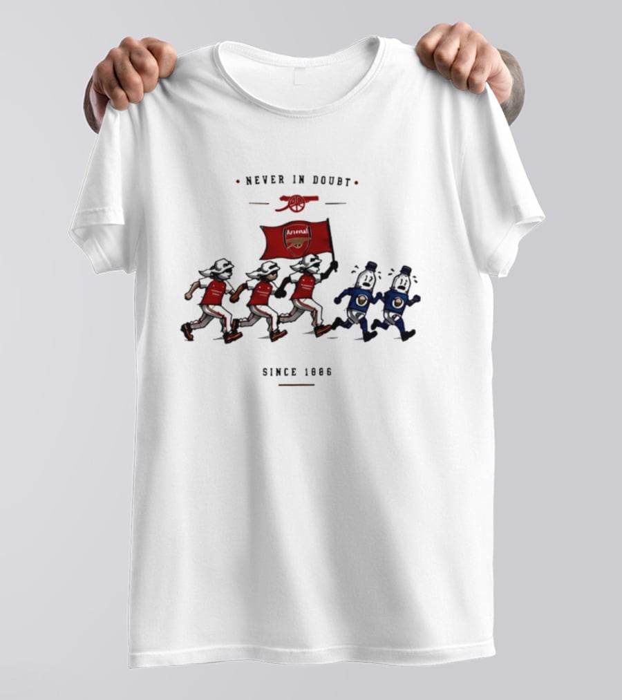 Never In Doubt Since 1886 Arsenal Cartoon Red Flag T-Shirt
