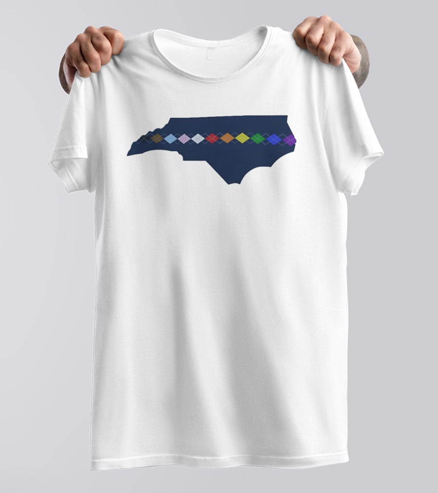 North Carolina Argyle State Map Pattern Inclusivity Message T-Shirt