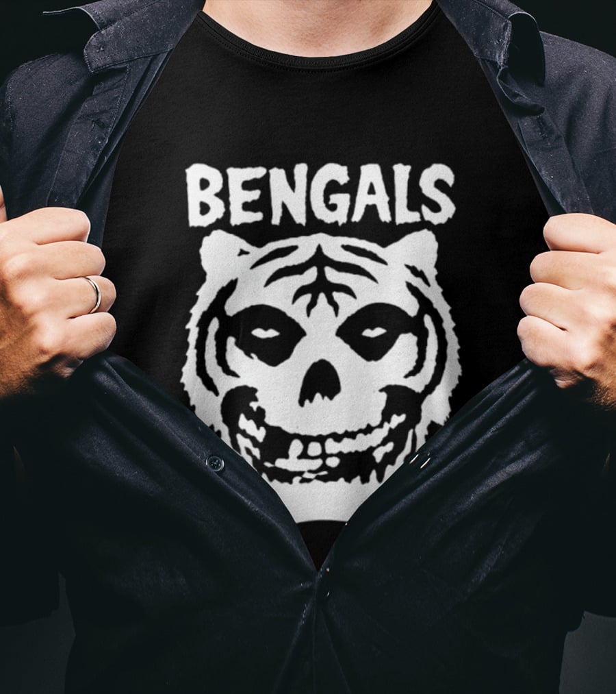 Bengals Skull Tiger Face Fusion T-Shirt