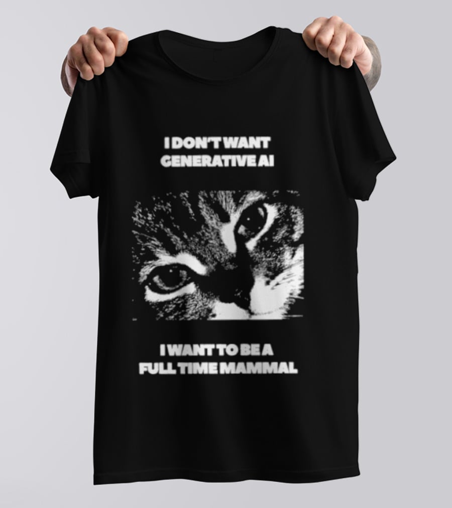 I Don't Want Generative AI I Want To Be A Full Time Mammal Cat Eyes T-Shirt