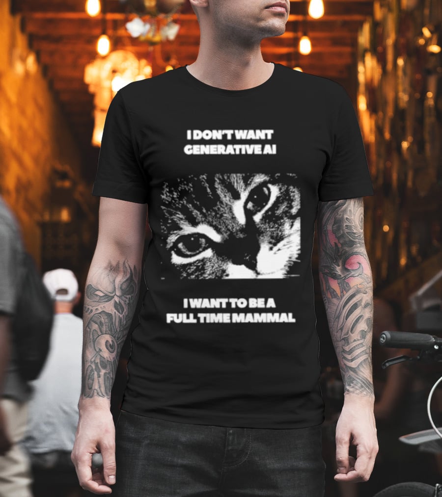 I Don't Want Generative AI I Want To Be A Full Time Mammal Cat Eyes T-Shirt