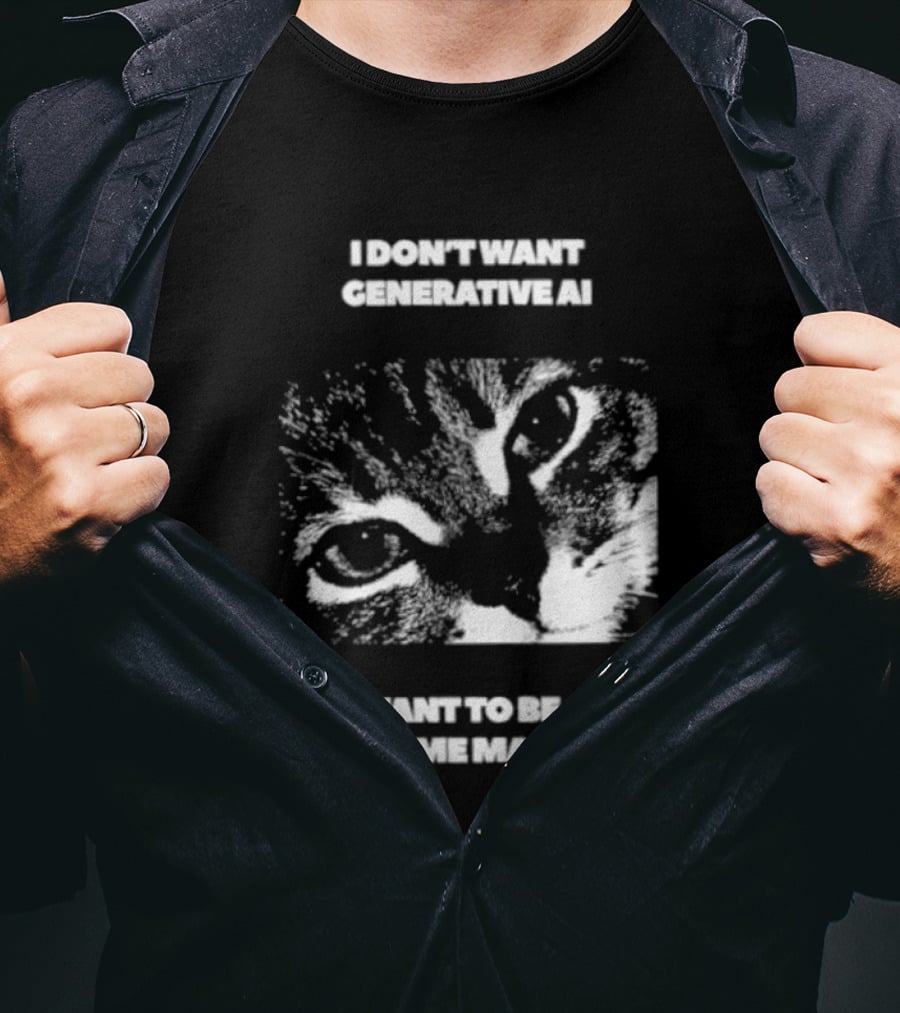 I Don't Want Generative AI I Want To Be A Full Time Mammal Cat Eyes T-Shirt
