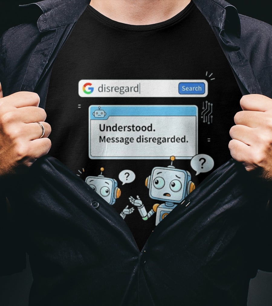 Google Disregard Search Understood Message Disregarded Robot Confusion T-Shirt