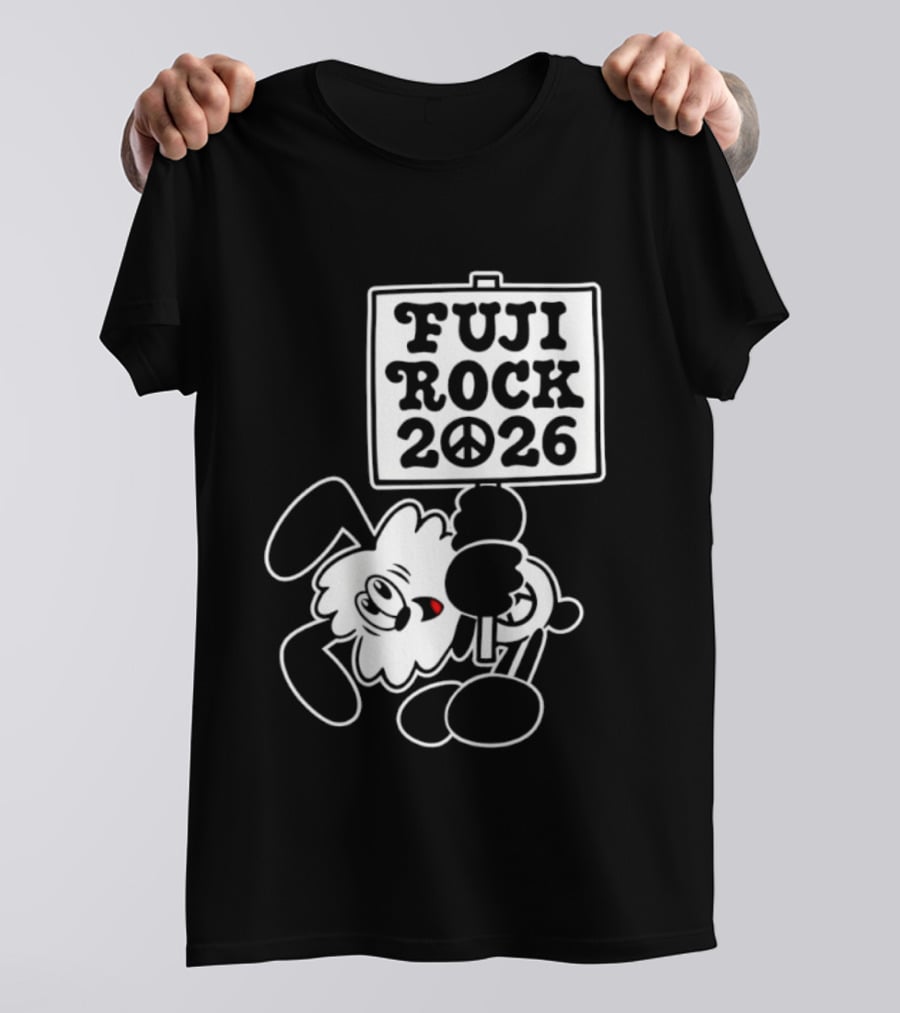 Fuji Rock 2026 Peace Sign Cartoon T-Shirt