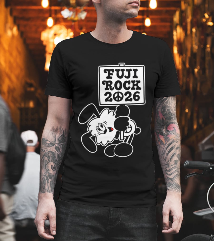 Fuji Rock 2026 Peace Sign Cartoon T-Shirt