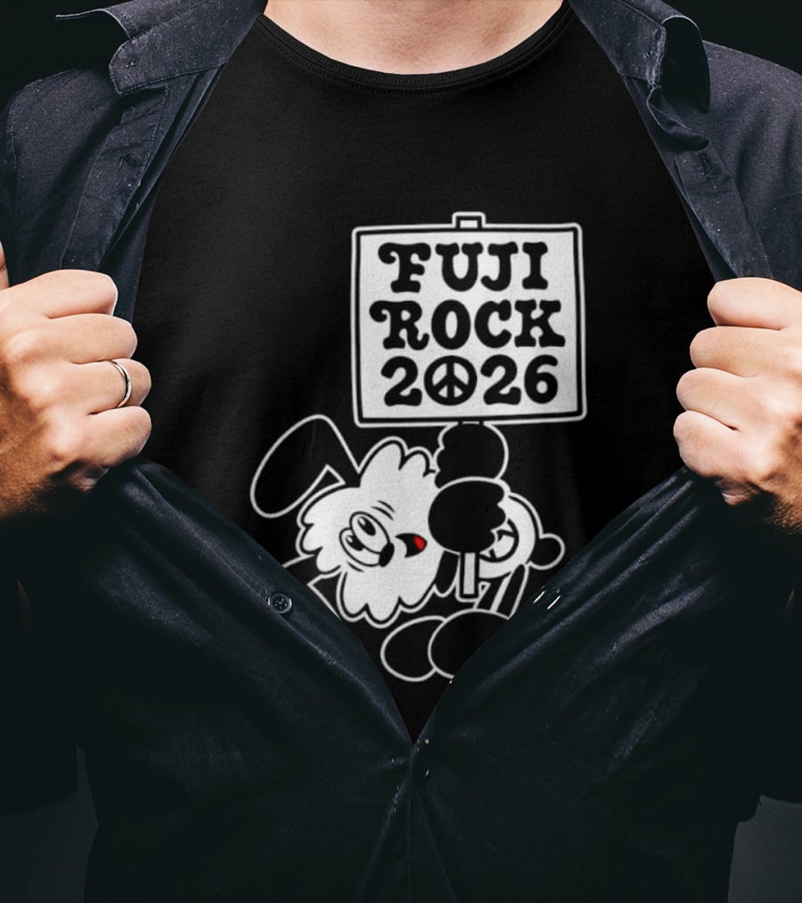 Fuji Rock 2026 Peace Sign Cartoon T-Shirt