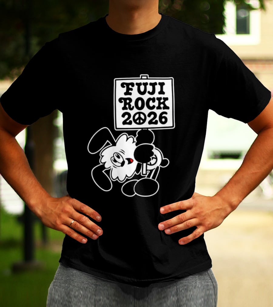 Fuji Rock 2026 Peace Sign Cartoon T-Shirt
