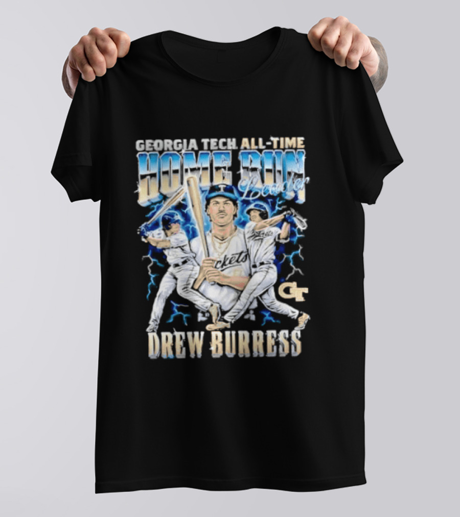 Georgia Tech All Time Home Run Drew Burress GT Baseball Players T-Shirt