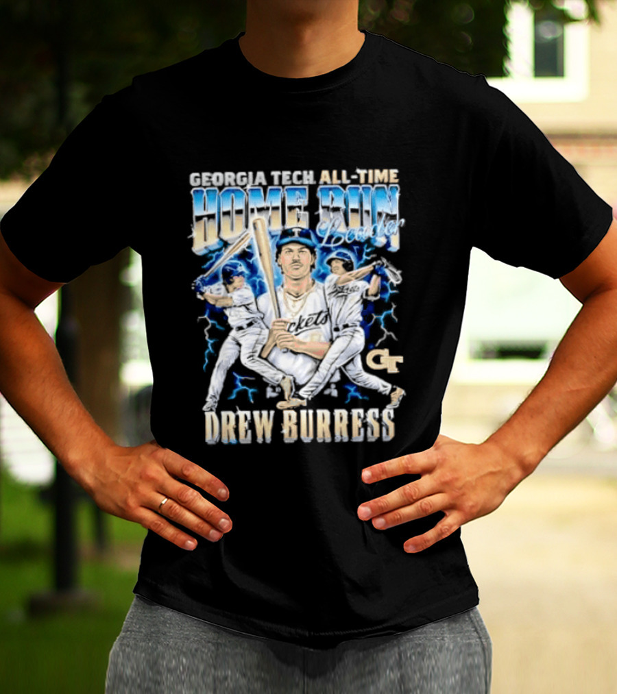 Georgia Tech All Time Home Run Drew Burress GT Baseball Players T-Shirt